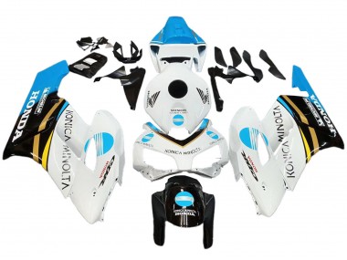 Billige Weiß Hellblau Gelb Schwarz Konica Minolta 2004-2005 Honda CBR1000RR Motorrad Verkleidung
