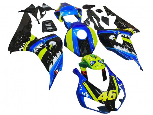 Billige Blau Fluoreszierendes Grün Glänzendes Schwarz Hai 46 2006-2007 Honda CBR1000RR Motorrad Verkleidung