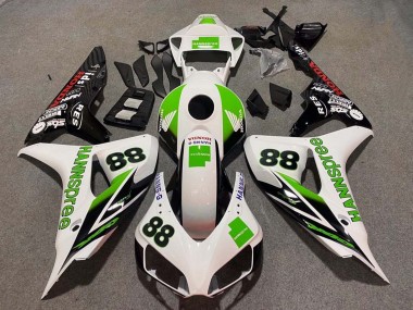 Billige Weiß Grün Glänzendes Schwarz Hannspree 88 2006-2007 Honda CBR1000RR Motorrad Verkleidung