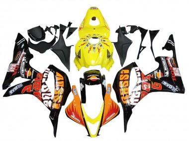 Billige Gelb Orange Glänzendes Schwarz Rossi Repsol 2007-2008 Honda CBR600RR Motorrad Verkleidung