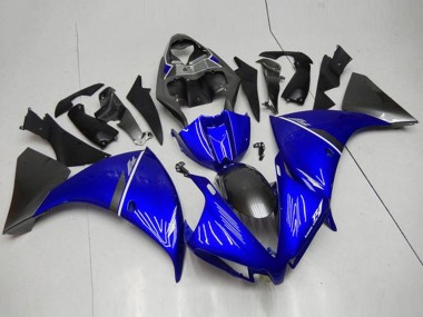 Billige Yamaha YZF R1 Motorrad Verkleidung 2012-2014 - Blau Weiss Glanzendes Schwarz