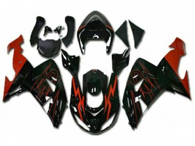 Billige Glänzendes Schwarz Rot 2006-2007 Kawasaki ZX10R Motorrad Verkleidung