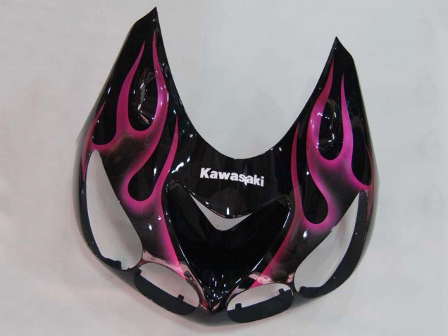 Billige Glänzendes Schwarz Rot Rosa Flamme 2006-2011 Kawasaki ZX14R ZZR1400 Motorrad Verkleidung