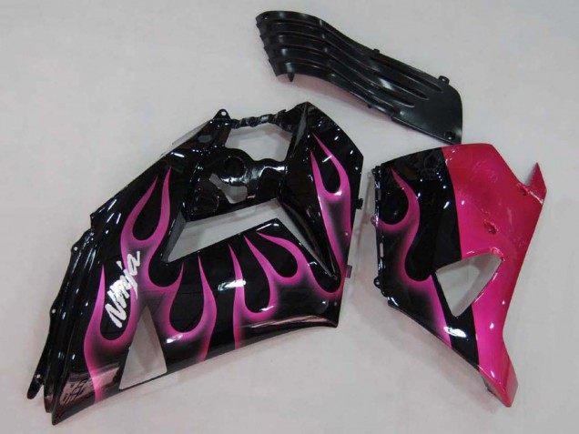 Billige Glänzendes Schwarz Rot Rosa Flamme 2006-2011 Kawasaki ZX14R ZZR1400 Motorrad Verkleidung