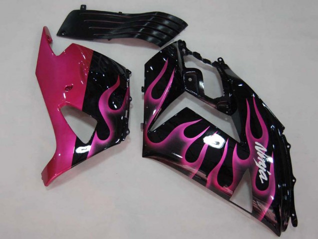 Billige Glänzendes Schwarz Rot Rosa Flamme 2006-2011 Kawasaki ZX14R ZZR1400 Motorrad Verkleidung