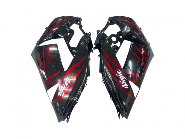 Billige Glänzendes Schwarz Rot Flamme 2006-2011 Kawasaki ZX14R ZZR1400 Motorrad Verkleidung Kit