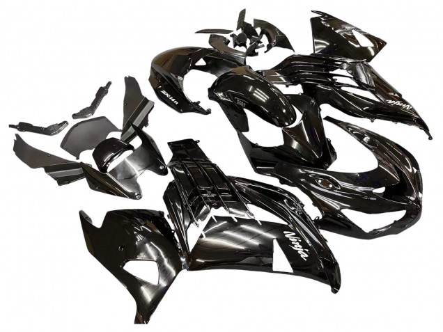 Billige Kawasaki ZX14R ZZR1400 Motorrad Verkleidung 2012-2024 - Glanzendes Schwarz Matt Schwarz Weiss Ninja