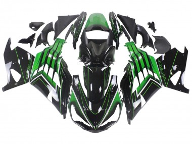 Billige Kawasaki ZX14R ZZR1400 Motorrad Verkleidung 2012-2024 - Grun Glanzendes Schwarz Streifen