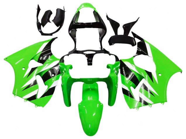 Billige Grün Weiß Schwarz 2000-2002 Kawasaki ZX6R Motorrad Verkleidung