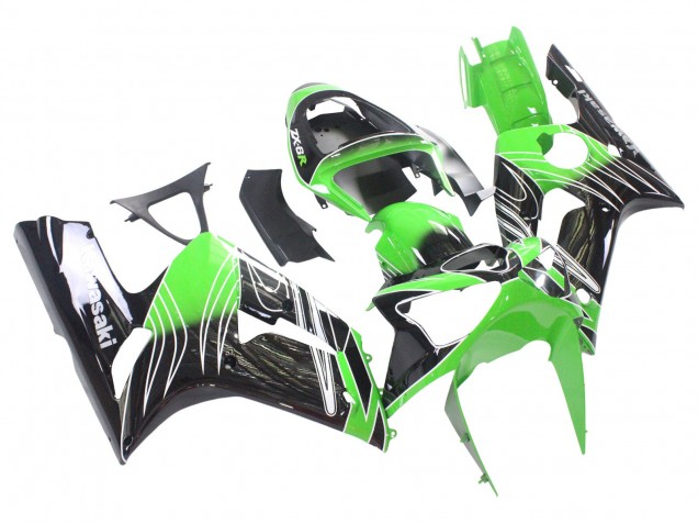 Billige Grün Weiß Schwarz 2003-2004 Kawasaki ZX6R Motorrad Verkleidung