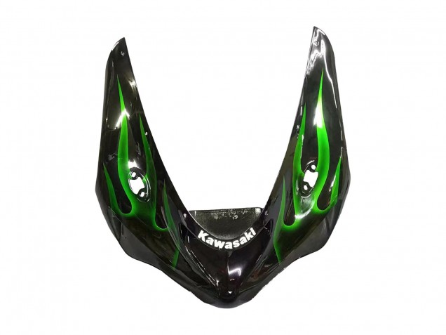 Billige Glänzendes Schwarz Grün Flamme 2005-2006 Kawasaki ZX6R Motorrad Verkleidung