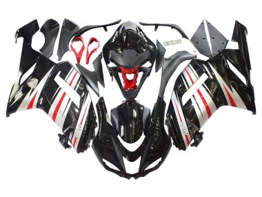 Billige Kawasaki ZX6R Motorrad Verkleidung 2007-2008 - Schwarz Silber Rot Ninja
