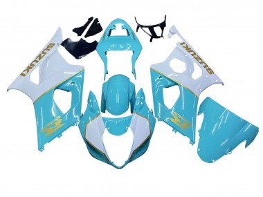 Billige Weiß Hellblau Gold 2003-2004 Suzuki GSXR 1000 Motorrad Verkleidung