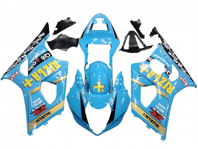 Billige Hellblau Gelb Schwarz Rizla Motul 2003-2004 Suzuki GSXR 1000 Motorrad Verkleidung