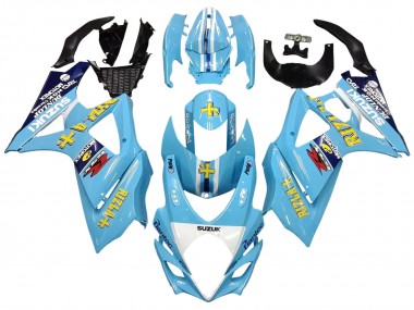 Billige Hellblau Gelb Schwarz Motul Rizla 2007-2008 Suzuki GSXR 1000 Motorrad Verkleidung