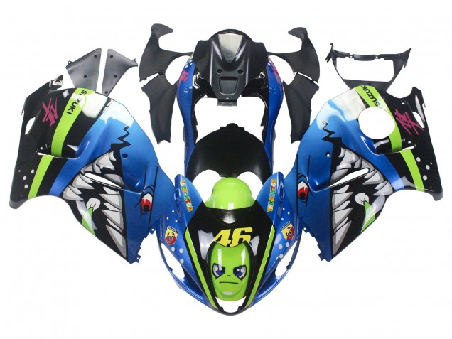 Billige Blau Grün Hai 46 1996-2007 Suzuki GSXR 1300 Hayabusa Motorrad Verkleidung