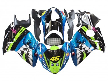 Billige Suzuki GSXR 1300 Hayabusa Motorrad Verkleidung 2008-2020 - Blau Grun Schwarz Hai 46