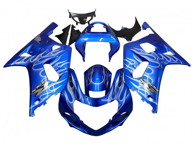 Billige Blau mit Weiß Flamme 2001-2003 Suzuki GSXR 600 / GSXR 750 Motorrad Verkleidung
