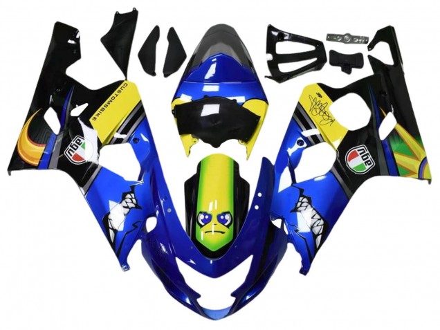Billige Blau Gelb Schwarz Hai 2004-2005 Suzuki GSXR 600 / GSXR 750 Motorrad Verkleidung