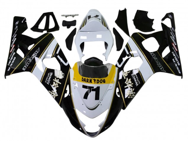 Billige Weiß Schwarz Gelb Dunkel Dog 71 2004-2005 Suzuki GSXR 600 / GSXR 750 Motorrad Verkleidung