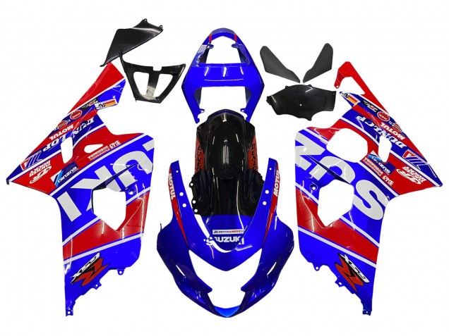 Billige Blau Rot Schwarz Motul Dunlop 2004-2005 Suzuki GSXR 600 / GSXR 750 Motorrad Verkleidung