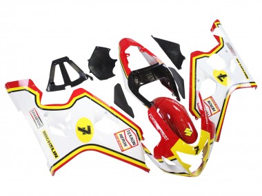 Billige Weiß Rot Gelb Michelin Texaon Heron 7 2004-2005 Suzuki GSXR 600 / GSXR 750 Motorrad Verkleidung