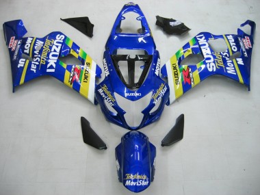 Billige Suzuki GSXR 600 / GSXR 750 Motorrad Verkleidung 2004-2005 - Blau Weiss Gelb Grun Telefonica Motul MoviStar