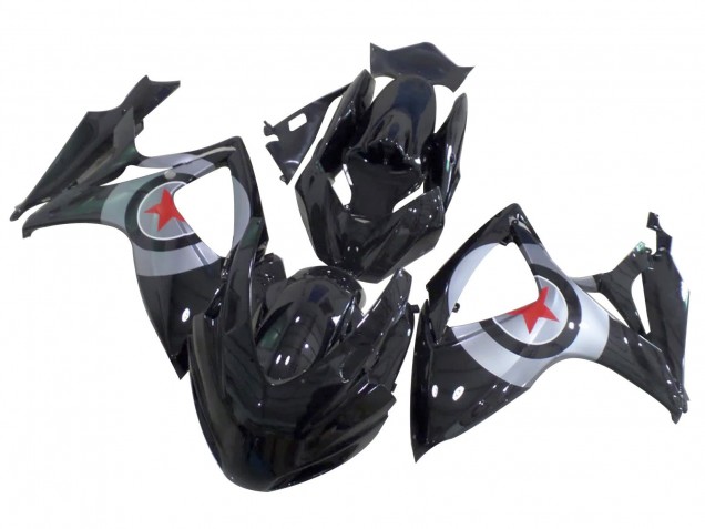 Billige Glänzendes Schwarz Silber Rot Stern 2004-2005 Suzuki GSXR 600 / GSXR 750 Motorrad Verkleidung