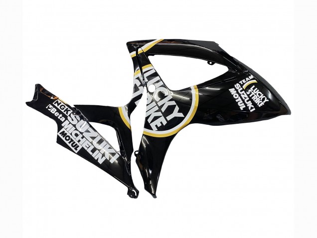 Billige Glänzendes Schwarz Weiß Motul Lucky Strike 2006-2007 Suzuki GSXR 600 / GSXR 750 Motorrad Verkleidung