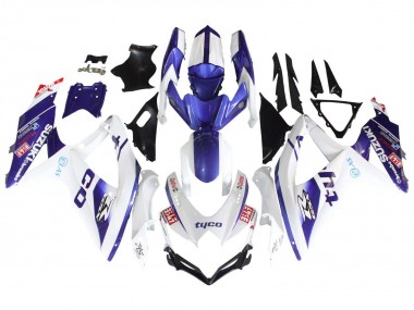 Billige Weiß Blau Schwarz Tyco 2008-2010 Suzuki GSXR 600 / GSXR 750 Motorrad Verkleidung
