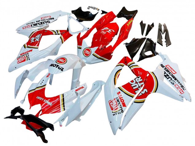 Billige Weiß Rot Motul Lucky Strike 2008-2010 Suzuki GSXR 600 / GSXR 750 Motorrad Verkleidung
