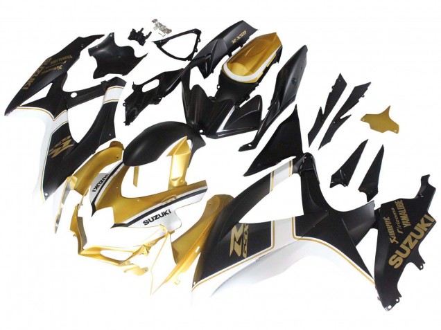 Billige Matt Schwarz Weiß Gold 2008-2010 Suzuki GSXR 600 / GSXR 750 Motorrad Verkleidung