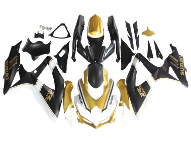 Billige Matt Schwarz Weiß Gold 2008-2010 Suzuki GSXR 600 / GSXR 750 Motorrad Verkleidung