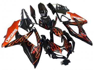 Billige Glänzendes Schwarz Orange Flamme 2008-2010 Suzuki GSXR 600 / GSXR 750 Motorrad Verkleidung
