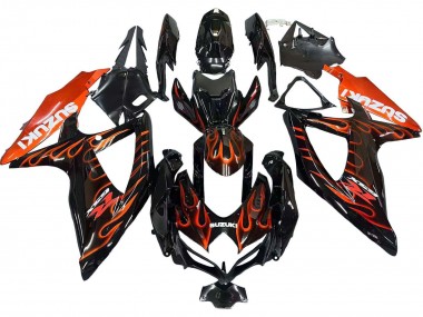 Billige Glänzendes Schwarz Orange Flamme 2008-2010 Suzuki GSXR 600 / GSXR 750 Motorrad Verkleidung