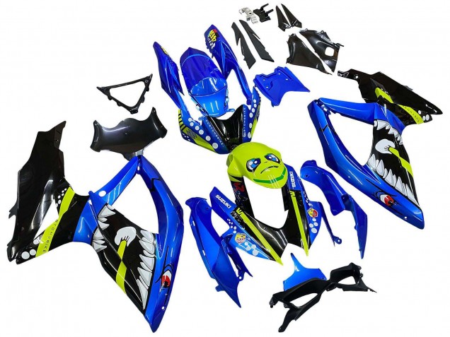 Billige Blau Fluoreszierendes Grün Hai 2008-2010 Suzuki GSXR 600 / GSXR 750 Motorrad Verkleidung