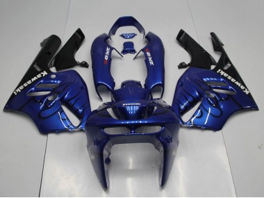 Billige Kawasaki ZX9R Motorrad Verkleidung 1994-1997 - Blau Schwarz Flamme