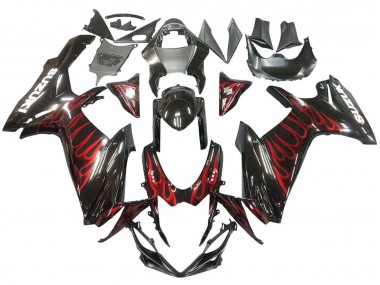 Billige Glänzendes Schwarz Rot Flamme 2011-2024 Suzuki GSXR 600 / GSXR 750 Motorrad Verkleidung