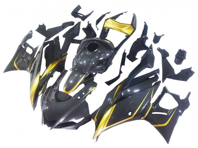 Billige Gold Schwarz Carbonfaser 2019-2021 Yamaha YZF R3/R25 Motorrad Verkleidung