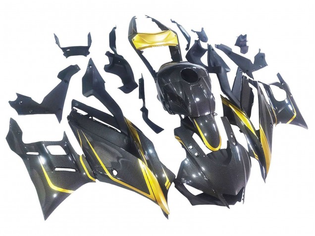 Billige Gold Schwarz Carbonfaser 2019-2021 Yamaha YZF R3/R25 Motorrad Verkleidung