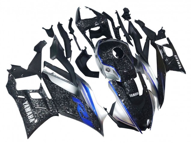 Billige Marble Schwarz Silber Blau Geschmiedet Carbonfaser Stil 2022-2024 Yamaha YZF R3/R25 Motorrad Verkleidung