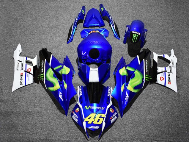 Billige Blau Weiß Schwarz Grün Monster MoviStar Yamalube ENEOS 46 2022-2024 Yamaha YZF R3/R25 Motorrad Verkleidung