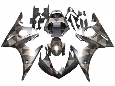Billige Grau Matt Schwarz Geometric 2006-2009 Yamaha YZF R6S Motorrad Verkleidung