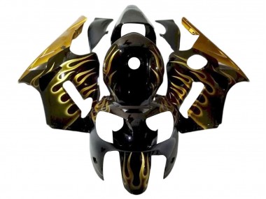 Billige Glänzendes Schwarz Gold Flamme 2000-2001 Kawasaki ZX12R Motorrad Verkleidung