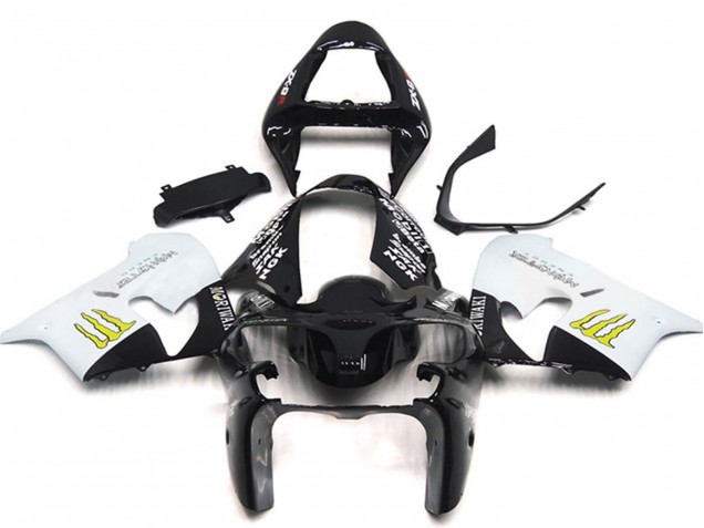 Billige Weiß Glänzendes Schwarz Gelb Monster 2002-2003 Kawasaki ZX9R Motorrad Verkleidung