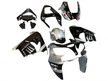Billige Silber Glänzendes Schwarz Monster Elf 2002-2003 Kawasaki ZX9R Motorrad Verkleidung