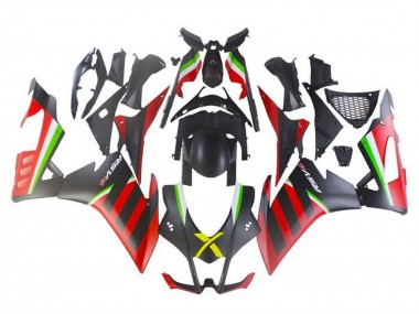 Billige Aprilia RSV4 1000 Motorrad Verkleidung 2016-2020 - Matt Schwarz Rot Grun Streifen