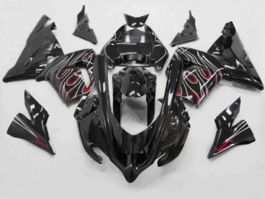 Billige Schwarz Rot Weiß Flamme 2004-2005 Kawasaki ZX10R Motorrad Verkleidung