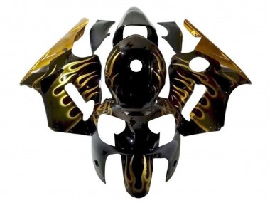Billige Glänzendes Schwarz Gold Flamme 2002-2006 Kawasaki ZX12R Motorrad Verkleidung
