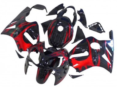 Billige Glänzendes Schwarz Rot Tribal 2002-2006 Kawasaki ZX12R Motorrad Verkleidung
